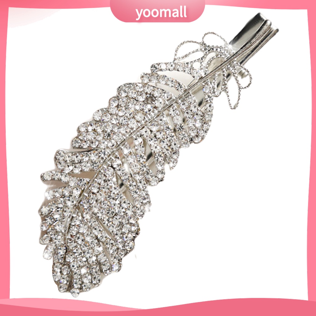 Kẹp Tóc Hợp Kim Hình Lông Vũ Đính Đá Lấp Lánh