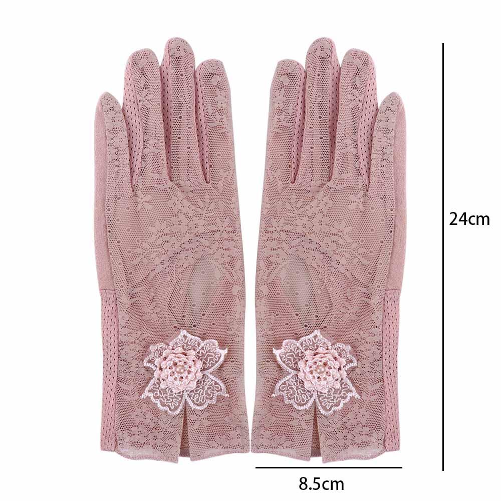 Găng Tay Chống Nắng Vải Lụa Phối Ren Co Giãn Bảo Vệ Toàn Diện Màn Hình Cảm Ứng Dành Cho Bạn Nữ
