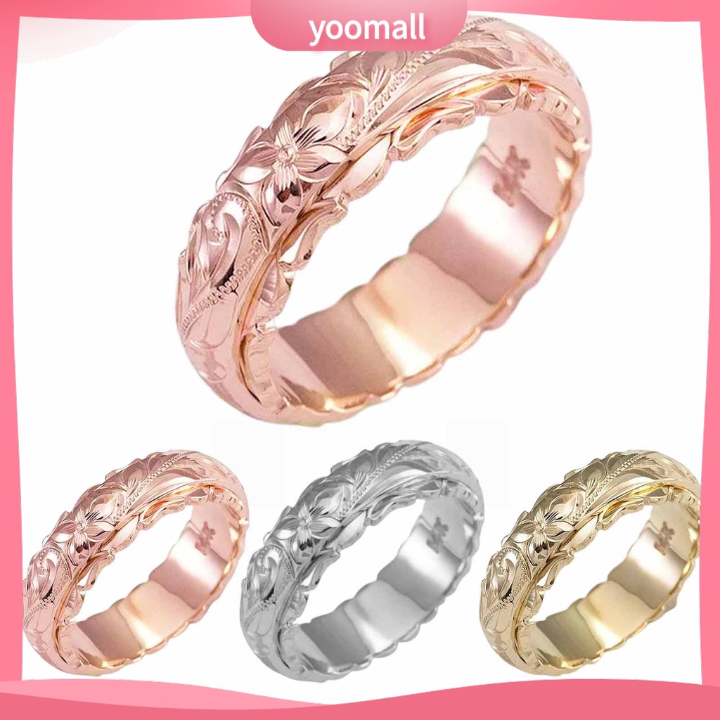 Nhẫn Đính Hôn Bằng Hợp Kim Khắc Hình Hoa Hồng Phong Cách Vintage Dành Cho Nữ