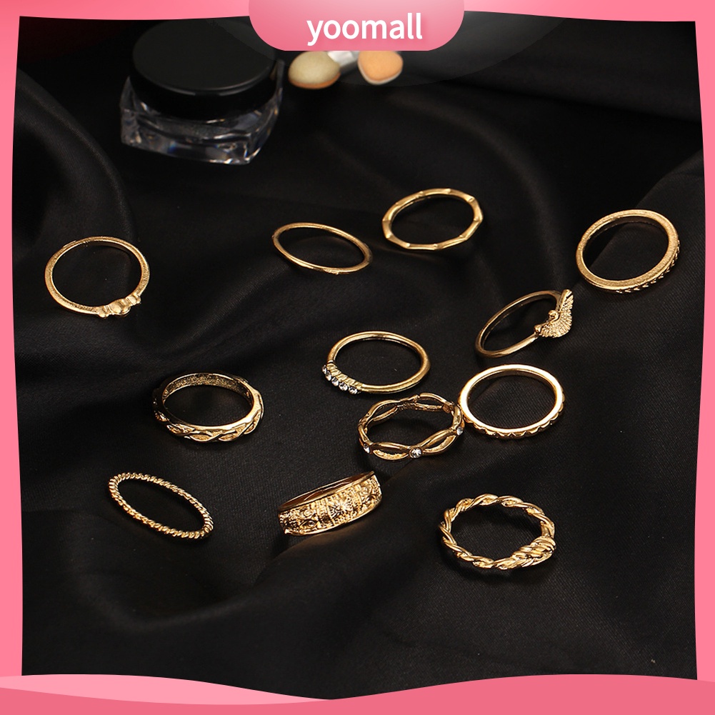 Set 12 Nhẫn Đeo Khớp Ngón Tay Phong Cách Retro