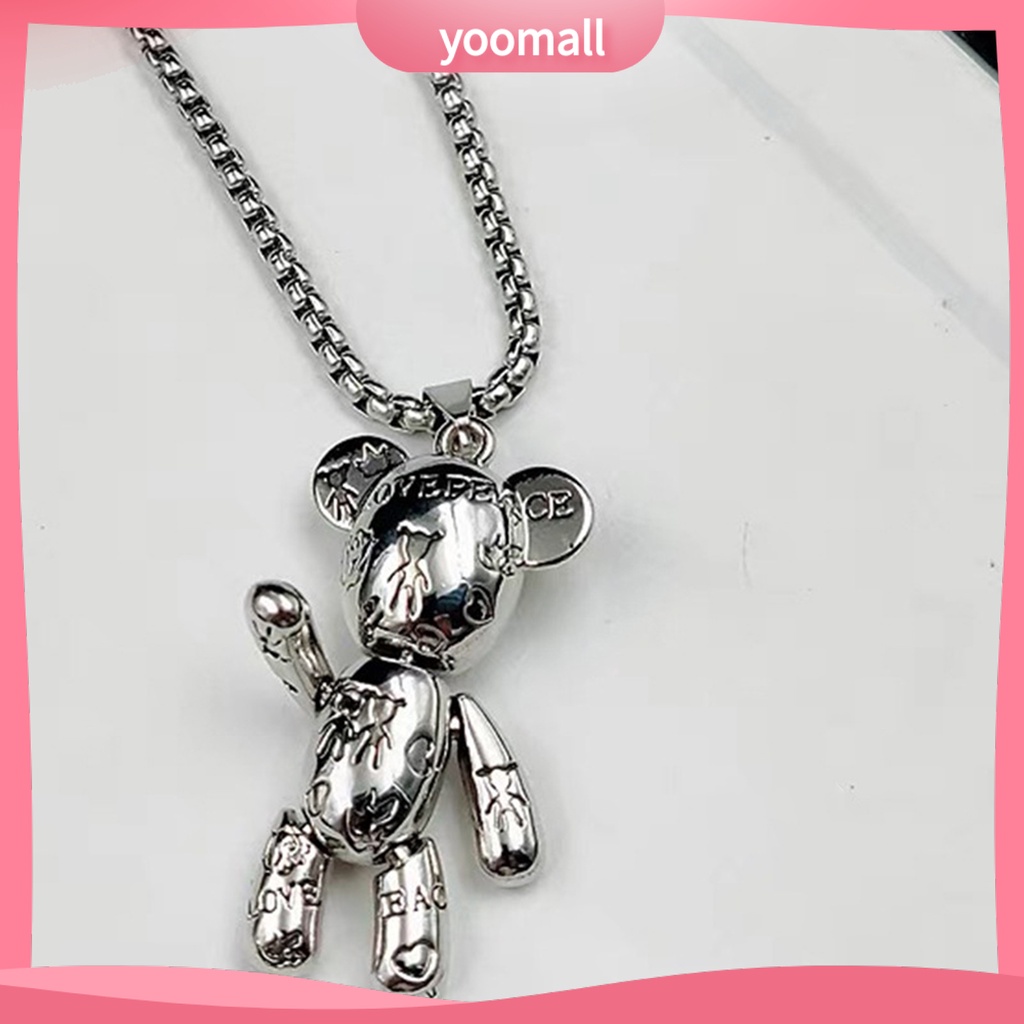 [YM] Vòng cổ Mặt Hình Gấu Robot Bóng Cao Có Thể Di Chuyển Không Gây Dị Ứng Thời Trang Punk Hip Hop Làm Quà Tặng Cho Bữa Tiệc