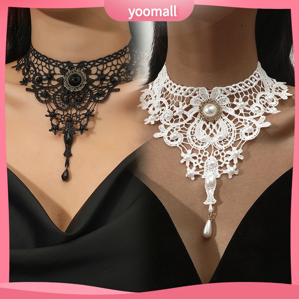 [YM] Vòng Cổ Choker Ren Đan Móc Phong Cách Retro Tinh Tế Có Thể Điều Chỉnh Được Dễ Phối Đồ Mặc Hàng Ngày