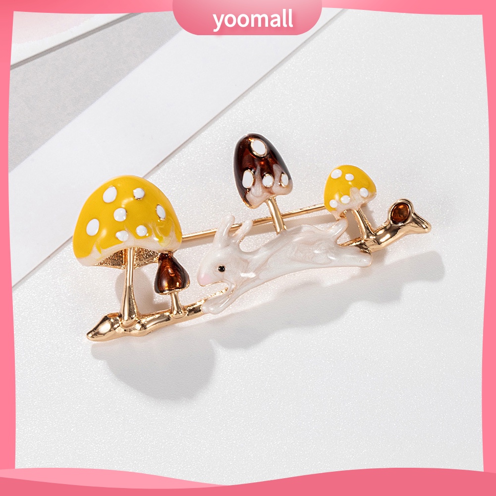 [YM] Ghim Cài Áo Tráng Men Họa Tiết Thỏ / Cây Nấm / Động Vật Hoạ