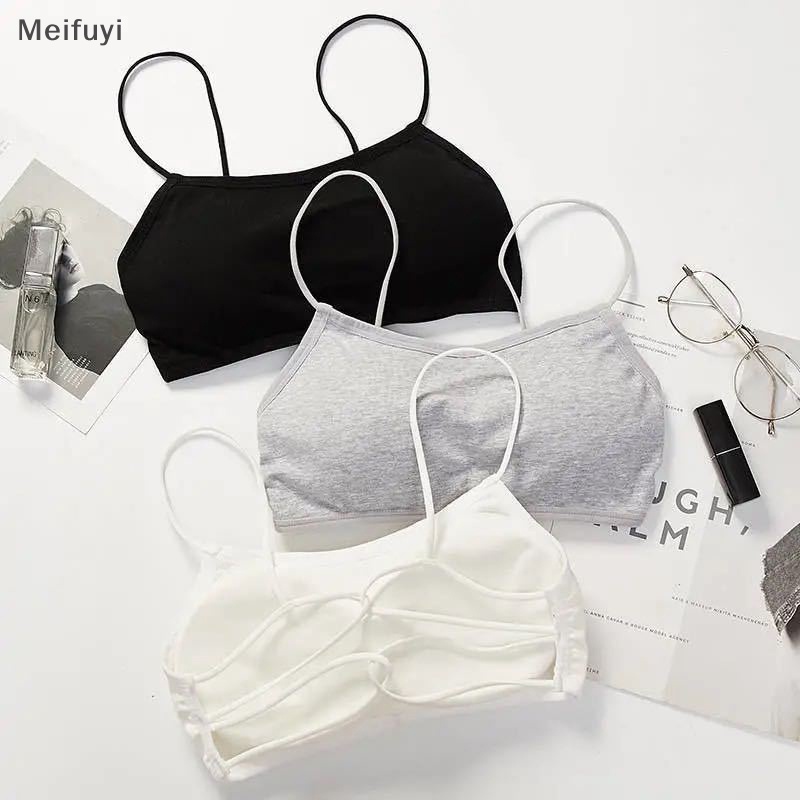 [Meifuyi] Women Camisole With Breast Pad Summer Solid Color Sexy Sleeveless Backless Slim Top COD