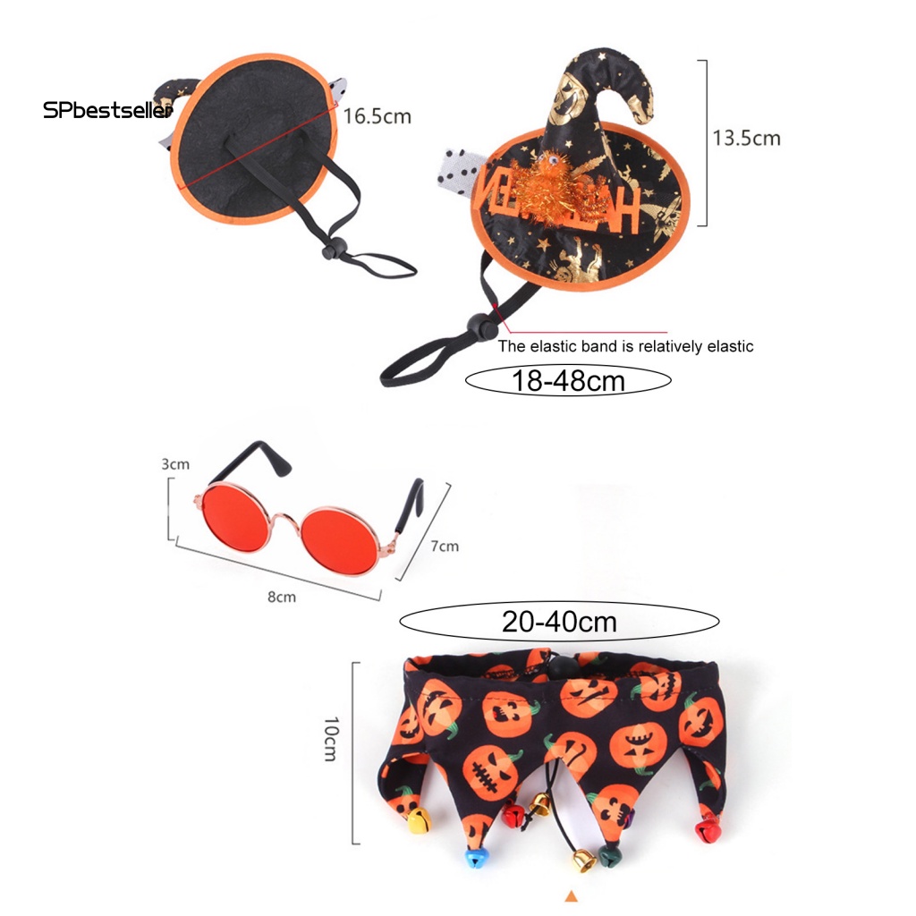 1 Bộ Phụ Kiện Băng Đô Và Yếm Mắt Màu Sắc Tươi Sáng Dùng Để Hóa Trang Halloween Cho Thú Cưng
