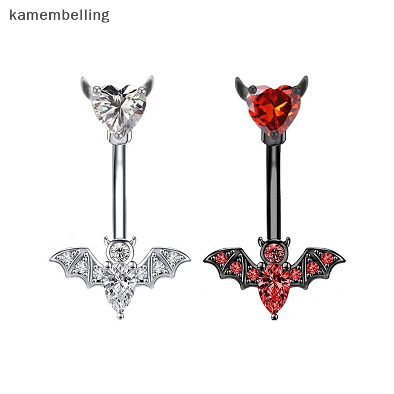 Kamembelling Khuyên Rốn Hình Dơi Đính Đá Zircon Đỏ Đen Cá Tính Cho Nữ