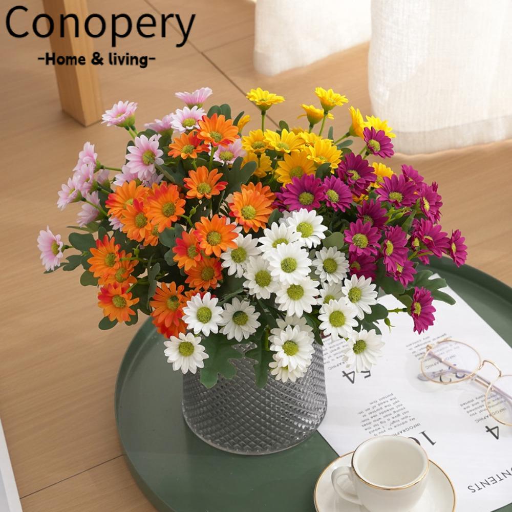 CONOPERY Bộ 2 Bông Cúc Nhân Tạo 21 Bông Bằng Lụa Nhiều Màu Sắc Dùng Trang Trí Tiệc