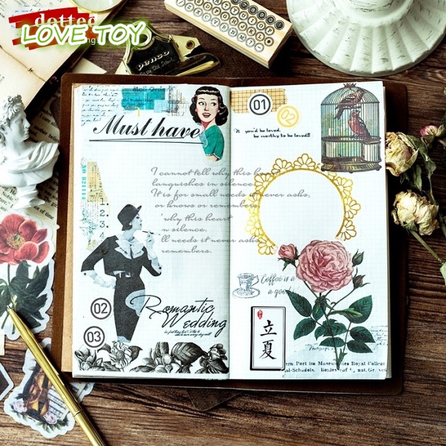 Nkodok Bộ Sưu Tập 60 Miếng Dán Sổ Lưu Niệm Mẫu Hoa Tự Nhiên washi