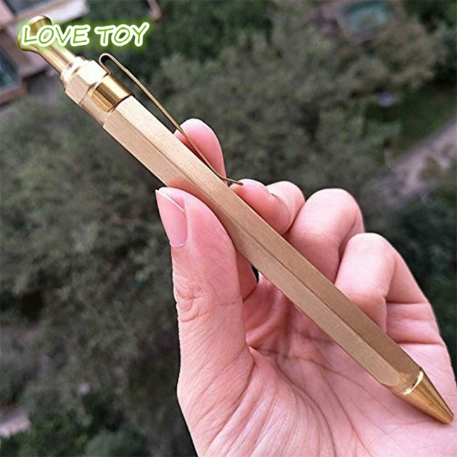 Nkodok Bút Bi Sáu Cạnh Nhỏ Gọn Bằng Đồng Thau Cứng Có Kẹp Dùng Trong Văn Phòng / Trường Học / Kỳ Nghỉ