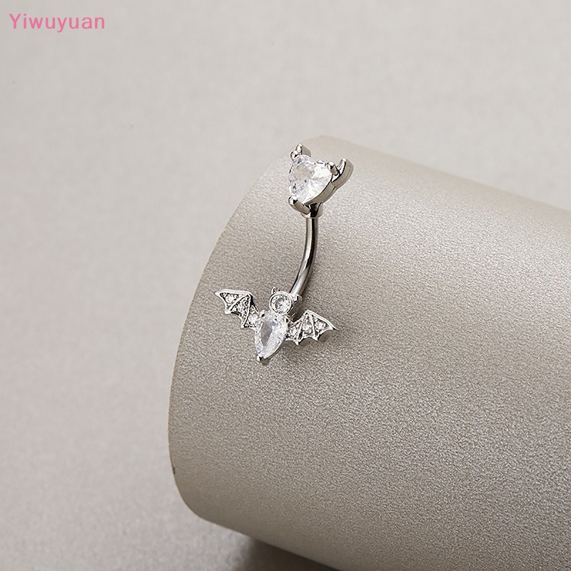 Khuyên Rốn Bằng Thép Không Gỉ Hình Dơi Đính Đá Zircon Quyến Rũ Thời Trang Mới