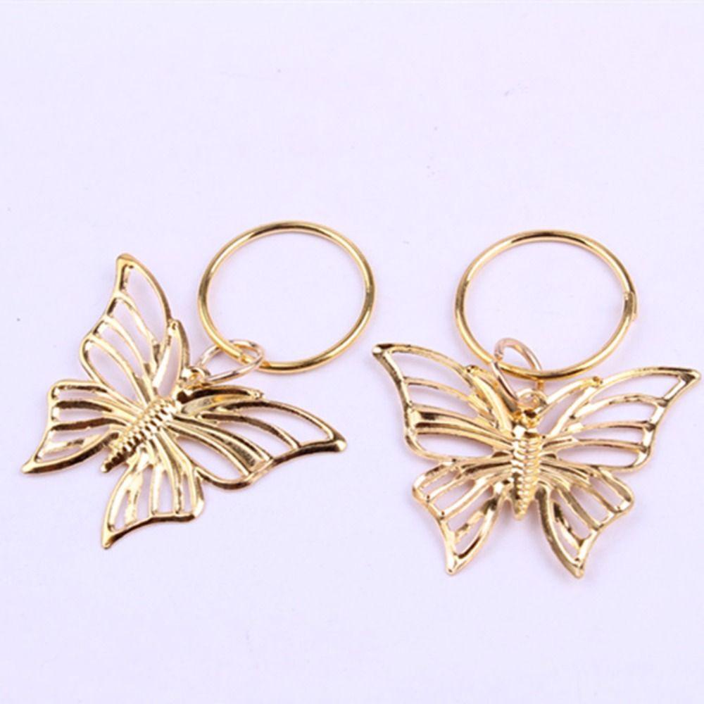 Bộ 10 Hạt Xỏ Lỗ Hình Bướm Bằng Hợp Kim Màu Vàng Phong Cách Châu Phi Độc Đáo Dùng Trang Trí Tóc DIY