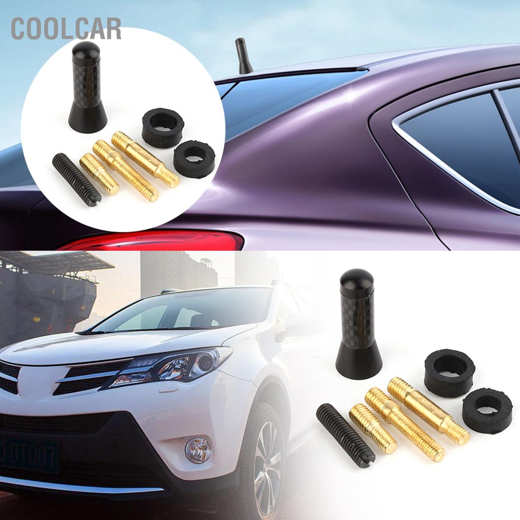 CoolCar 3.5 cm Sợi Carbon Vít Nhôm Ô Tô Trang Trí Ngắn Ăng Ten Đa Năng