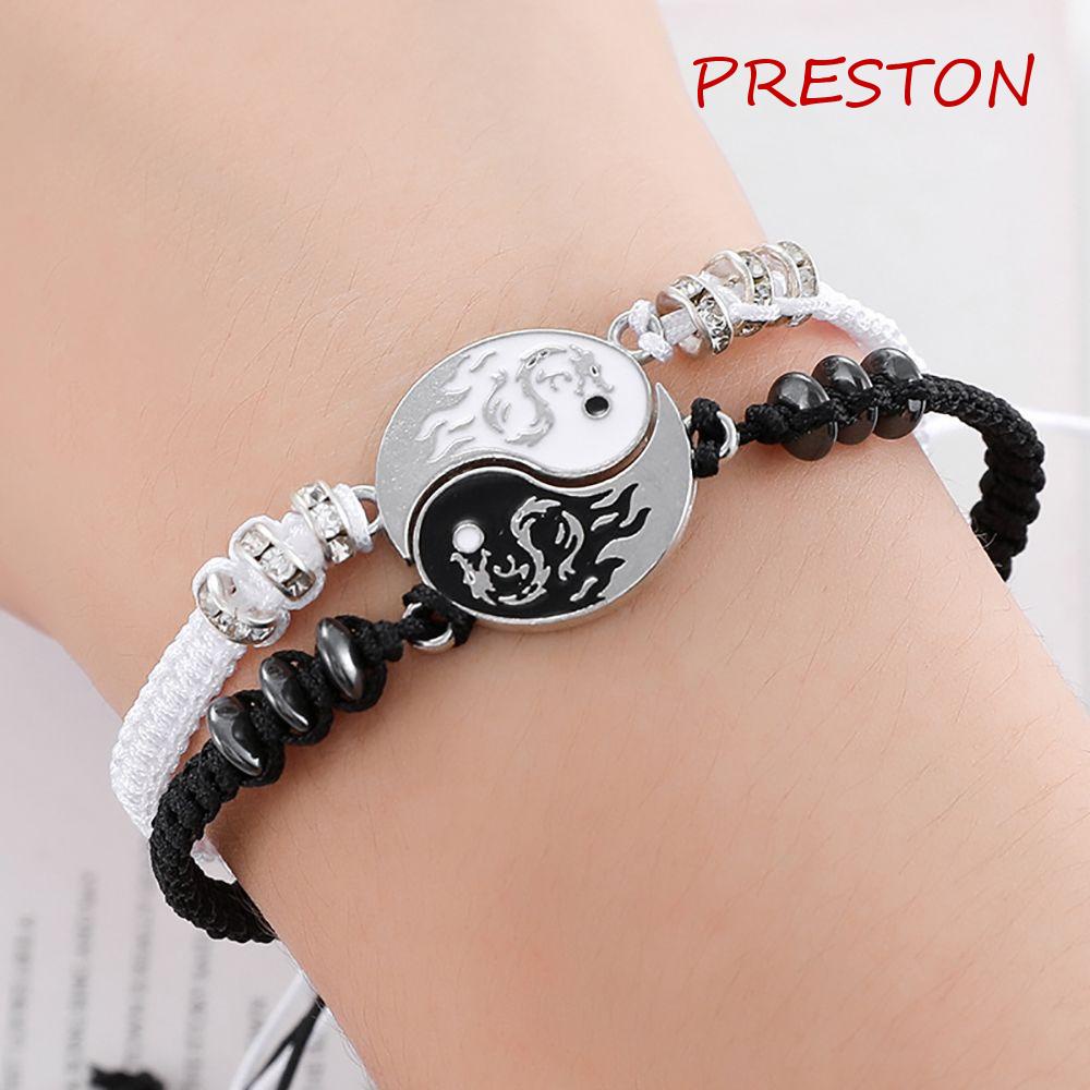 PRESTON Set 2 Vòng cổ Mặt Hình Rồng Phong Cách Trung Hoa Thời Trang Cho Cặp Đôi