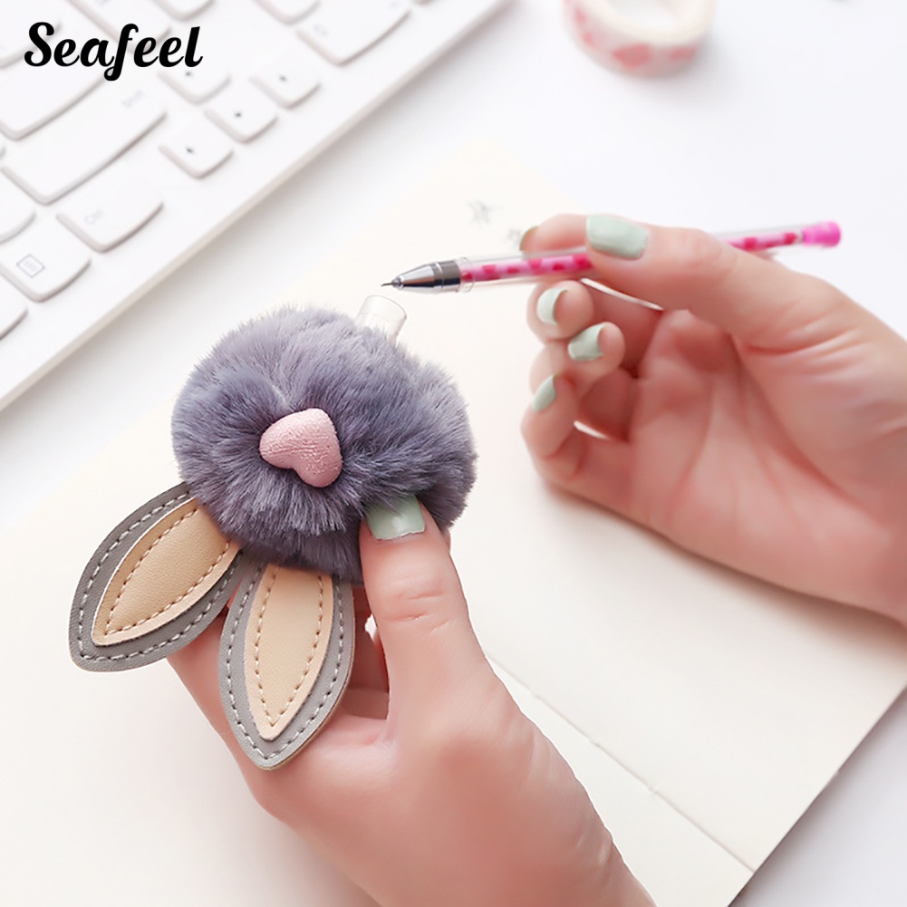 Bút Mực Gel Ngòi 0.5mm Gắn Tai Thỏ Bông Đáng Yêu