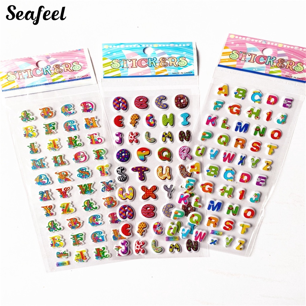 Bộ 10 Miếng Dán Số 3D Tự Dính Chống Thấm Nước Tháo Rời Được Họa Tiết Hoạt Hình Ngẫu Nhiên Cho Trẻ Em