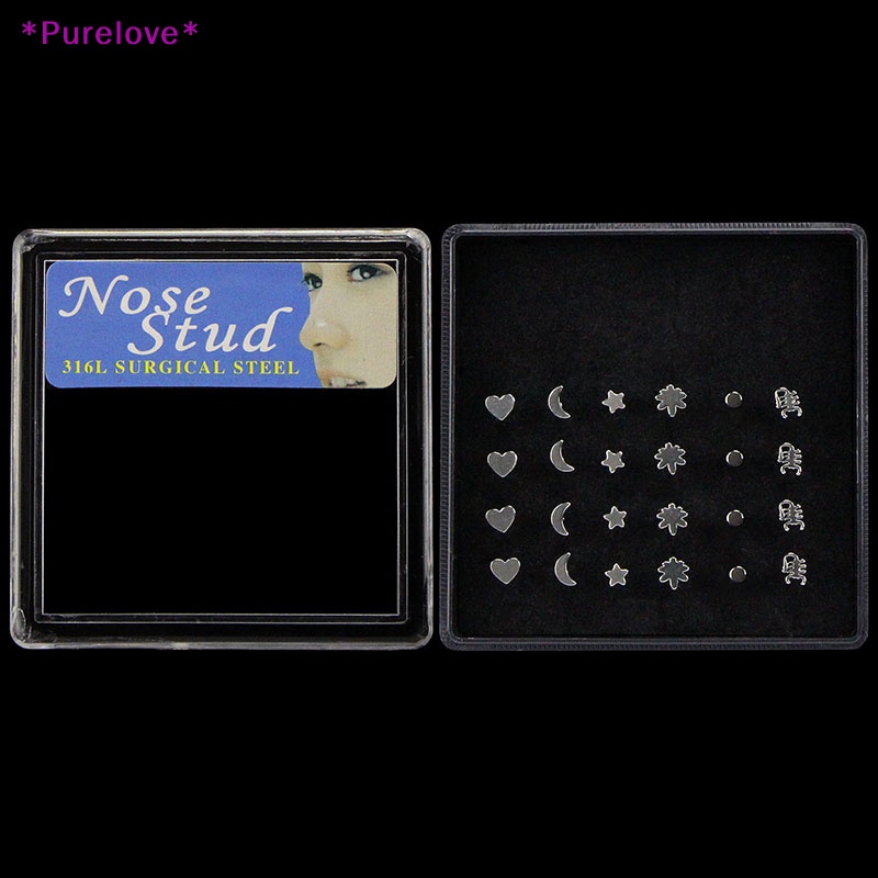 Bộ 24 Khuyên Mũi 20G Bằng Thép Không Gỉ Cá Tính Mới