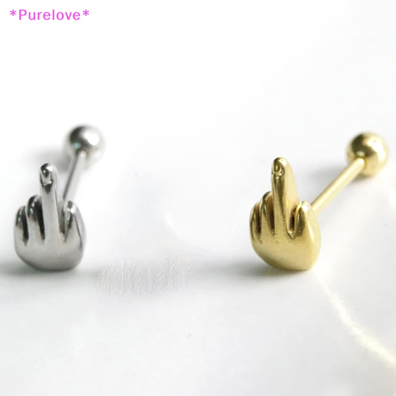 Nhẫn Lưỡi Bằng Thép Phẫu Thuật Hình Ngón Tay Giữa Mới