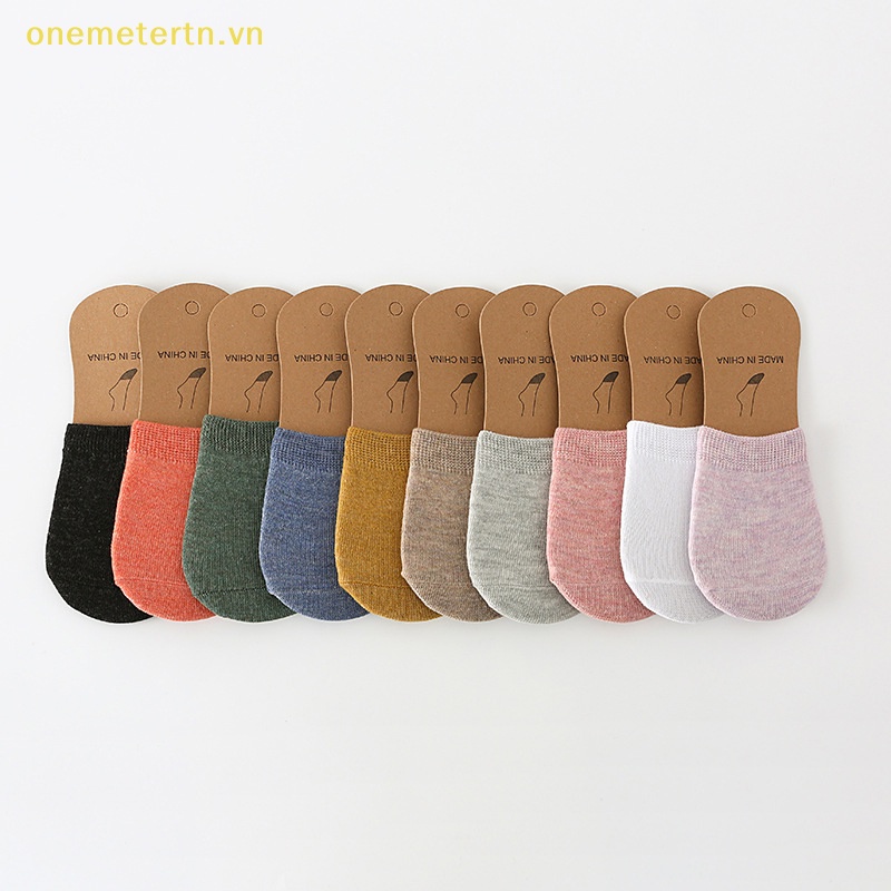 Onemetertn Vớ Cotton Mỏng Màu Trơn Cổ Thuyền Thoáng Khí Nửa Bàn Chân Chống Trượt Thoáng Khí Mùa Hè Cho Nữ