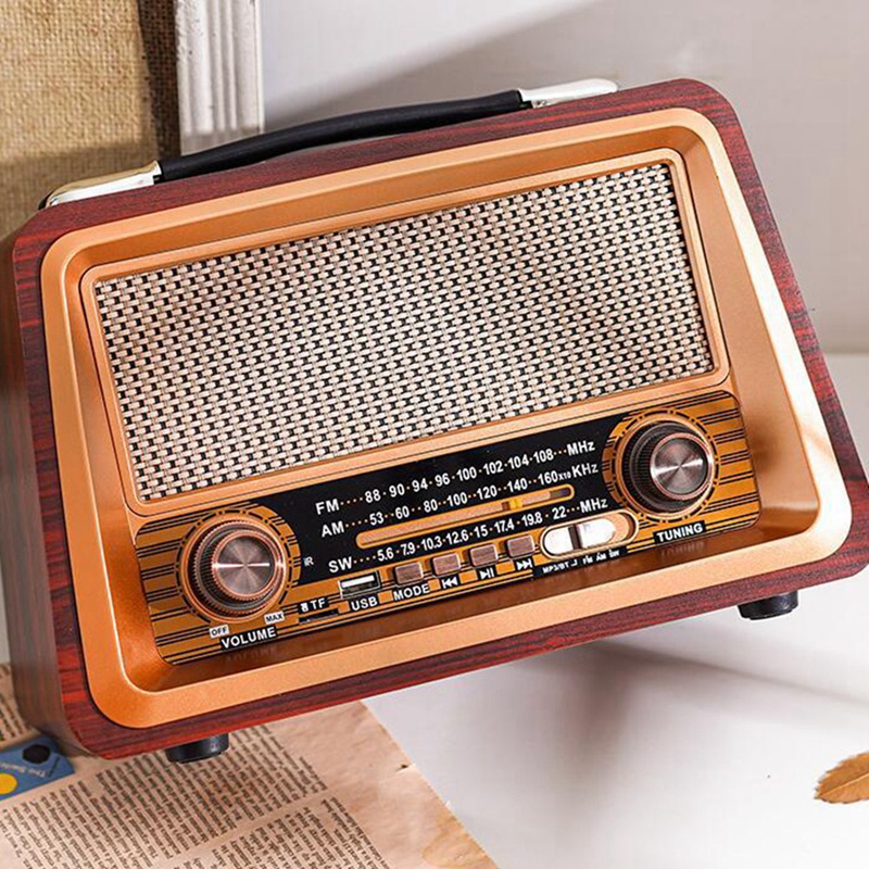 Đài phát thanh cổ điển bằng gỗ di động loa bluetooth không dây hifi stereo am / fm radio player usb tf aux mp3