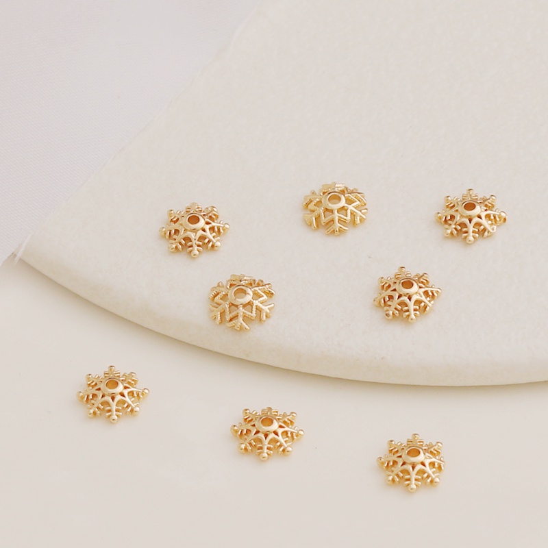 Giá Đỡ Hạt Xỏ Lỗ Làm Trang Sức Hình Bông Tuyết Bằng Đồng Mạ Vàng 14K 8mm diy