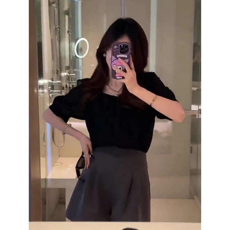 Bộ Áo Sơ Mi + Quần Short Thời Trang Mùa Hè Phong Cách Phương Tây Cao Cấp Cho Nam Nữ