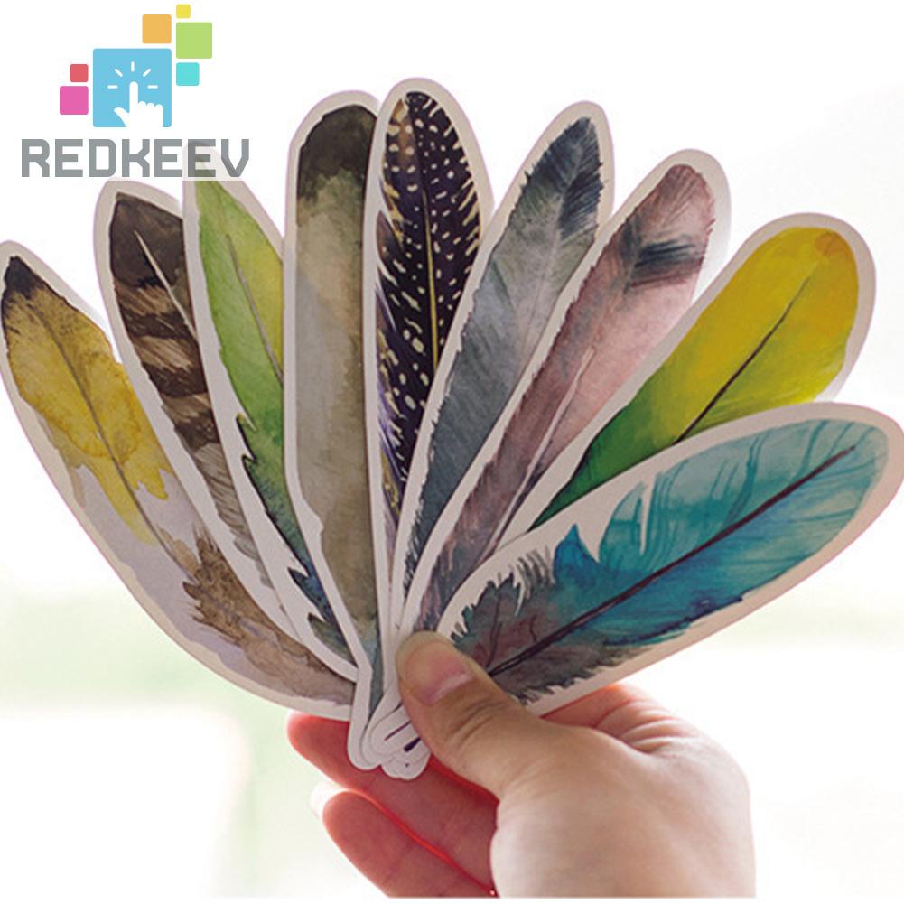 Bộ 30 Thẻ Đánh Dấu Trang Sách Hình Lông Vũ