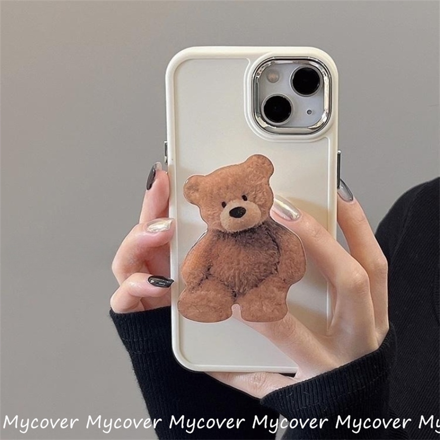 Ốp Điện Thoại Silicon Chống Sốc Có Giá Đỡ Hình Gấu Cho iPhone 11 12 13 14 Pro Max X Xr Xs 8 7 6 Plus SE 2020