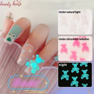 Bộ 10 miếng dán móng tay hình gấu 3d mini dễ thương diy