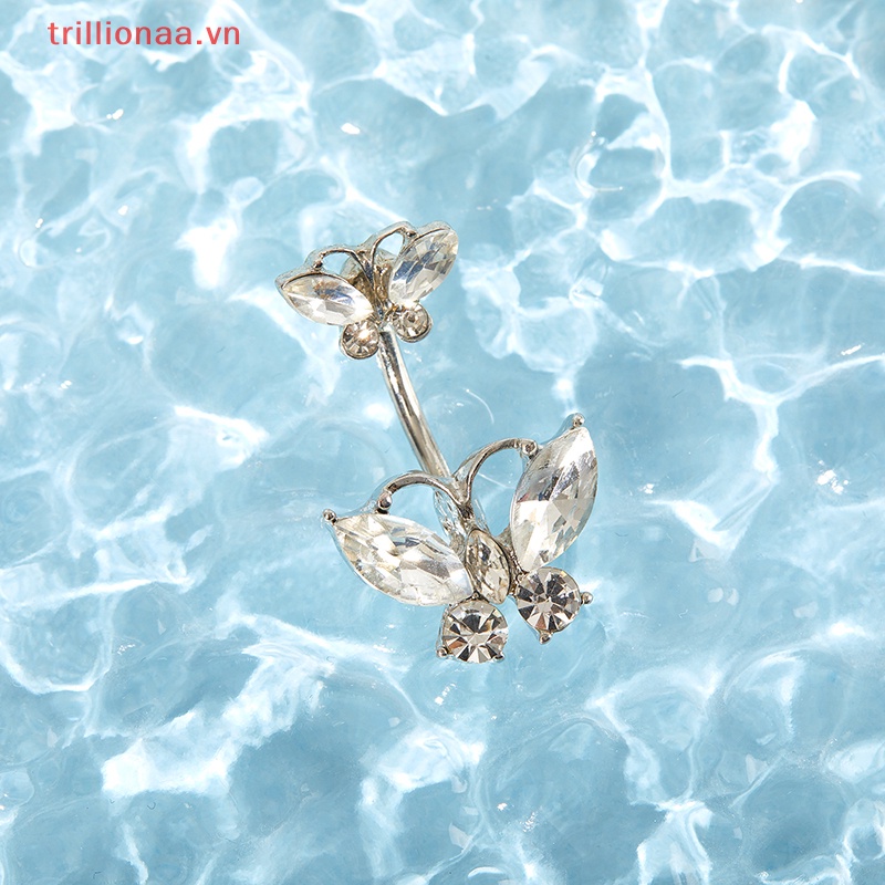Khuyên Rốn Hình Bướm Đính Đá Pha Lê Gợi Cảm Thời Trang Cho Nữ