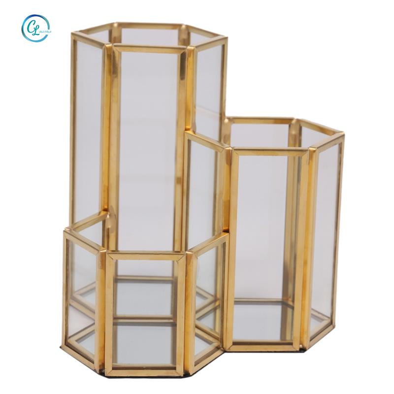 Kính Hộp Đựng Cọ Trang Điểm Bằng Đồng Tổng Hợp Hình Lục Giác Đa Năng Sắp Xếp Gọn Gà