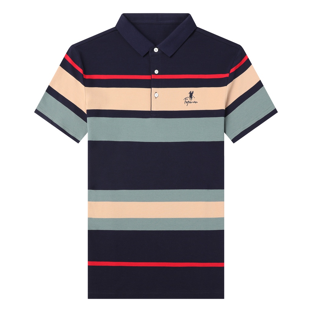Áo Thun POLO Tay Ngắn Họa Tiết Sọc Ngang Bằng Cotton Thời Trang Cho Nam