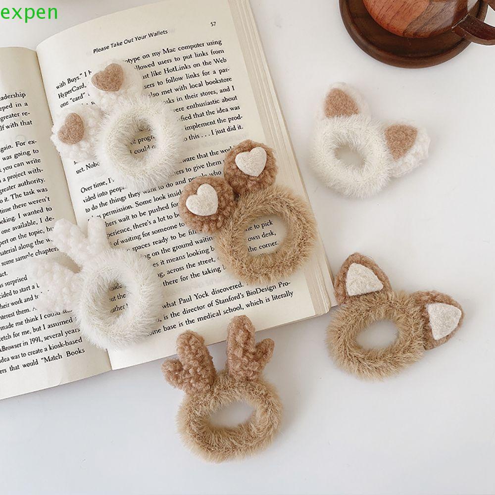 Dây Cột Tóc Tai Mèo Phủ Lông Mềm Mại Co Giãn Thời Trang Cho Nữ