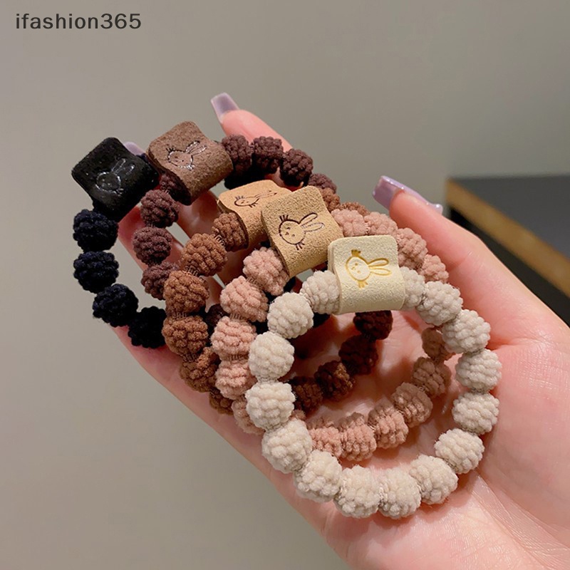 Set 5 Dây Buộc Tóc Cao Su Co Giãn Hình Thỏ Phong Cách Hàn Quốc Đơn Giản Thời Trang ifashion365