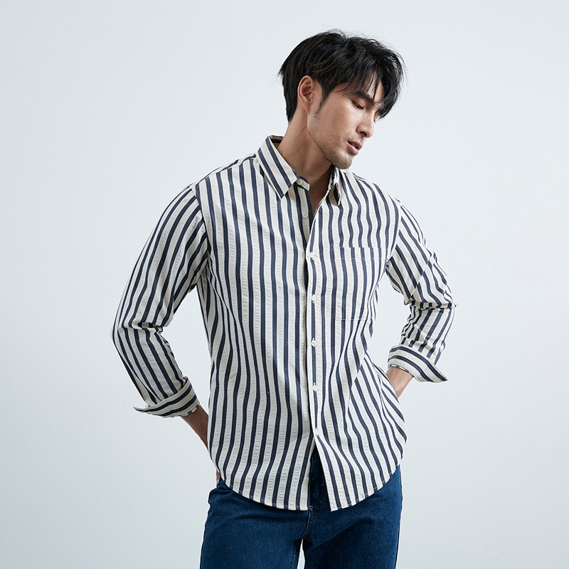 Áo Sơ Mi Họa Tiết Kẻ Sọc Thiết Kế Đơn Giản Thoải Mái Thời Trang Mùa Hè Cho Nam