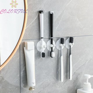 【COLORFUL】‎Toothbrush Holder Convenient Storage Suction Cup Design Toothpaste Holder