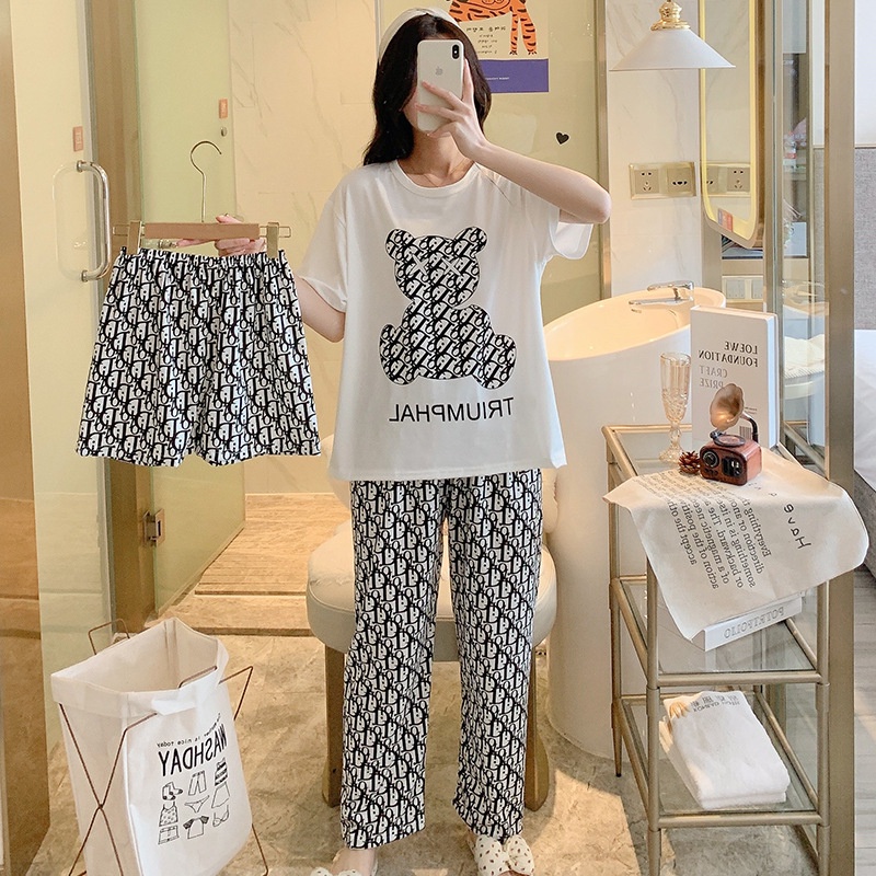 Bộ Đồ Ngủ Ngắn Tay Họa Tiết Hoạt Hình Mickey Đáng Yêu