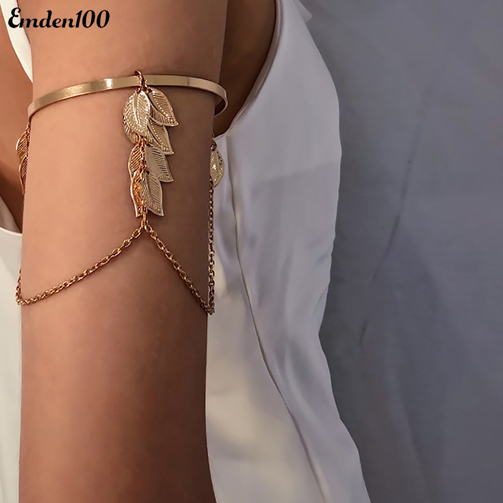 Vòng Đeo Cánh Tay Mở Điều Chỉnh Được Họa Tiết Lá Thời Trang Bohemian