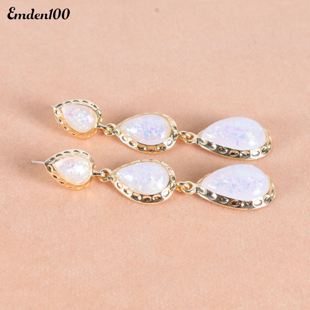 Đôi Bông Tai Dáng Dài Đính Đá Hình Giọt Nước Thời Trang Cho Nữ