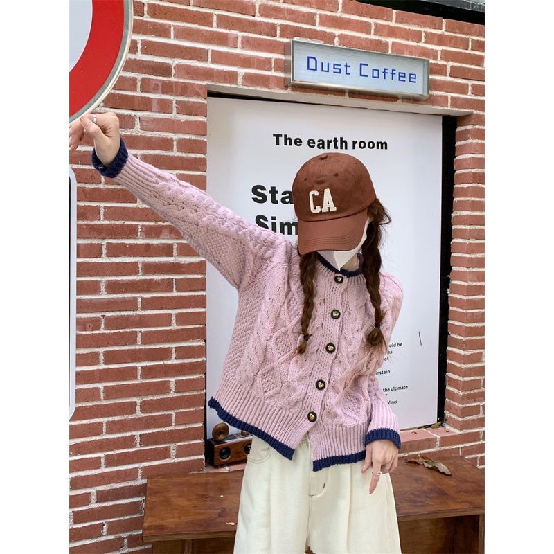 Áo Cardigan Dệt Kim Tay Dài Phong Cách Thời Trang Retro Hàn Quốc Mới