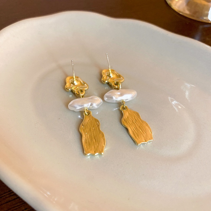 Bông Tai Mạ Bạc Đính Ngọc Trai Phong Cách Baroque Thời Trang Cho Nữ