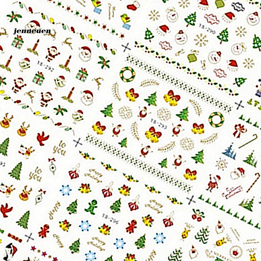 Tấm 12 Miếng Dán Trang Trí Móng Tay Chủ Đề Giáng Sinh