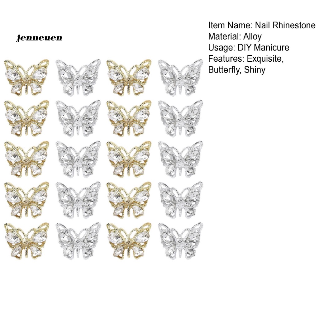 Set 20 Phụ Kiện Đính Trang Trí Móng Nghệ Thuật Hình Bướm / Trái Tim Xinh Xắn