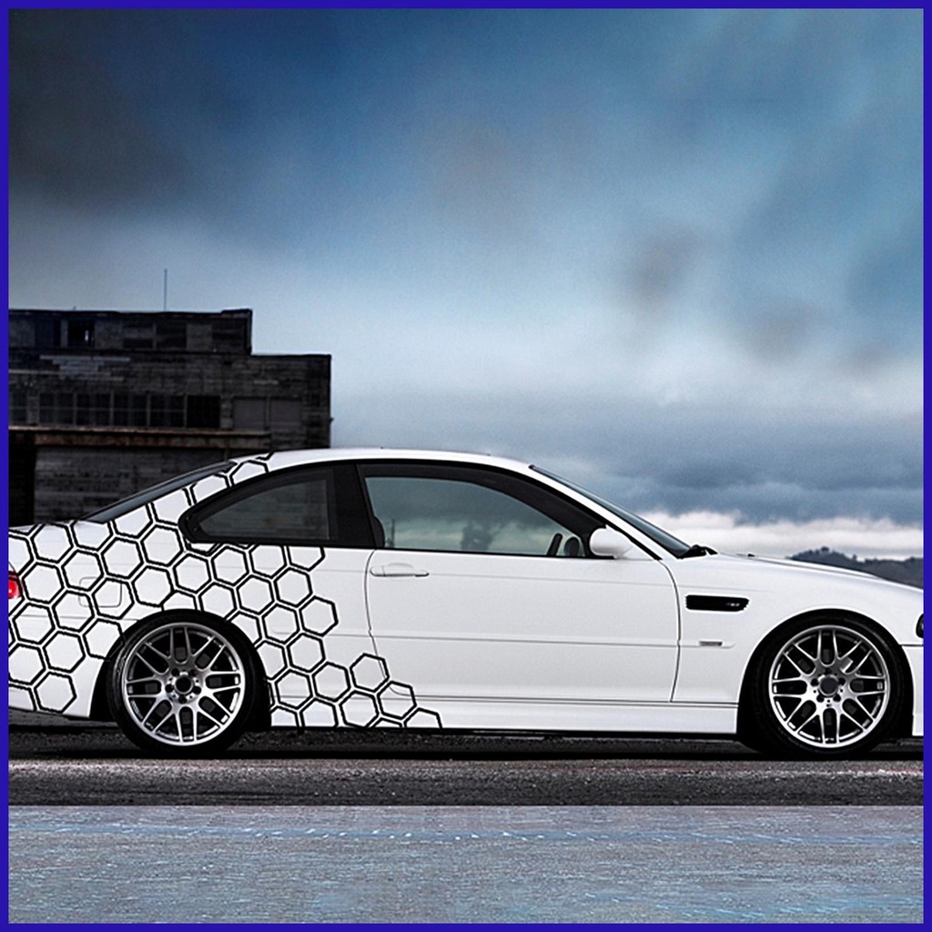 Miếng Dán Trang Trí Xe Hơi Tự Dính Họa Tiết Tổ Ong Hình Học Dễ Thương