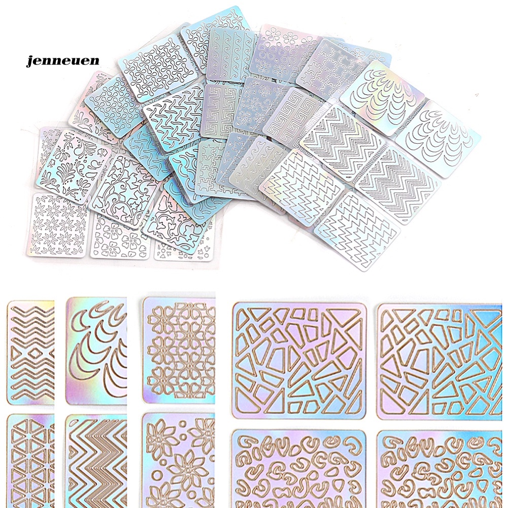 Set 24 Miếng Dán Trang Trí Móng Tay Tự Dính Thiết Kế Khoét Rỗng