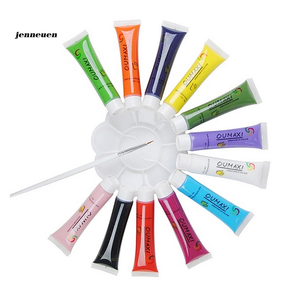 Set 12 Màu Vẽ Móng 3D Thời Trang Kèm Cọ Tán Tiện Lợi