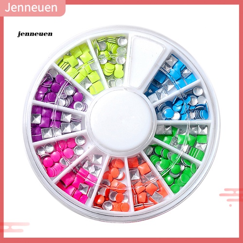 Set 500 Hạt Cườm Vuông / Tròn / Kim Loại 6 Màu Tự Trang Trí Móng Tay Nghệ Thuật