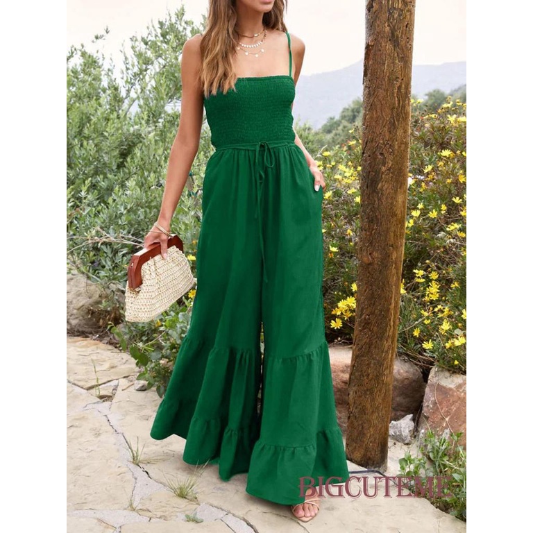 Bộ Áo Liền Quần Hai Dây Màu Sắc Thời Trang Mùa Hè Cho Nữ