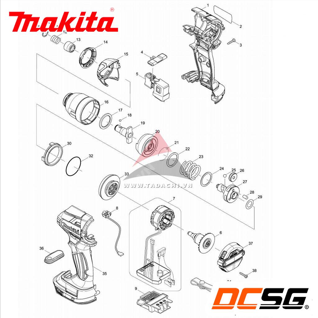 Vỏ máy vặn vít dùng pin Makita DTD137/ DTD148 187972-7 | DCSG