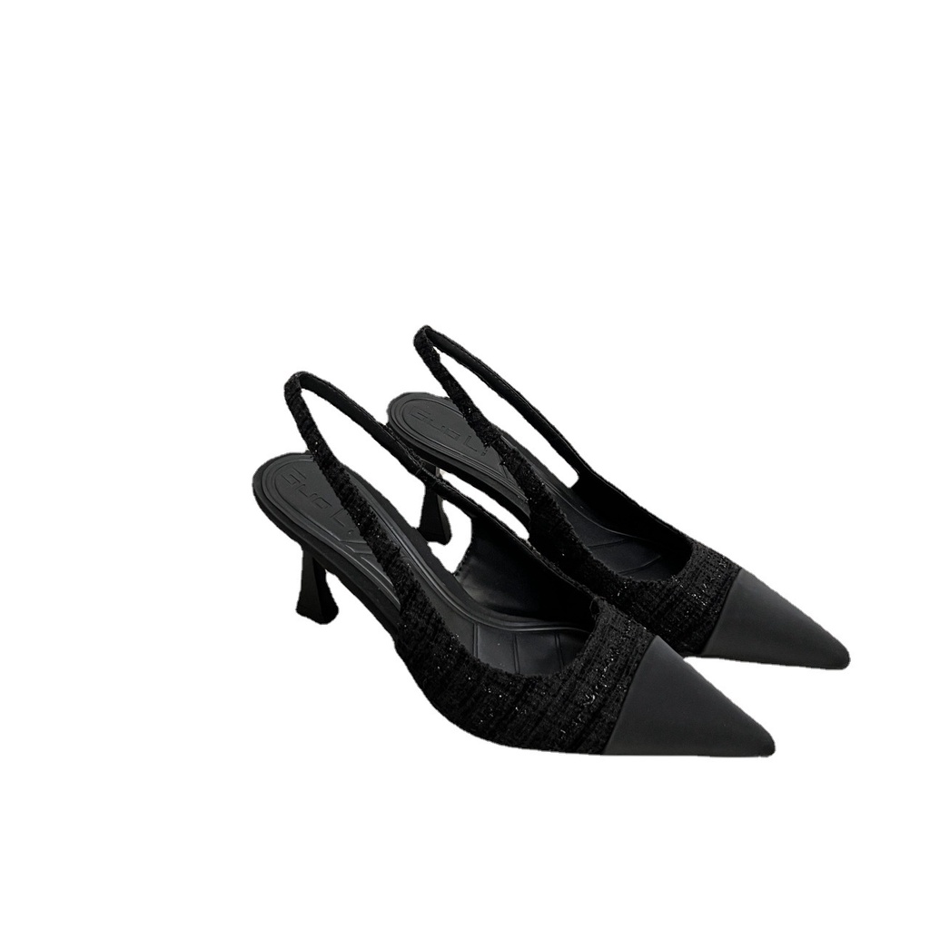 Giày Sandal Cao Gót Mũi Nhọn Phối Màu Thời Trang Mùa Hè Pháp 2023 Cho Nữ