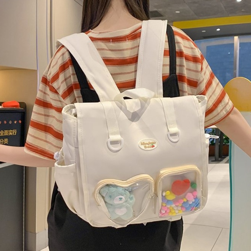 Ba Lô Nylon Trong Suốt Phong Cách Harajuku Nhật Bản Cho Nữ